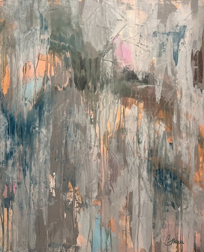 Original Signed Modern Abstract Painting “Sunset In Nice” 24”x30”x1.5”