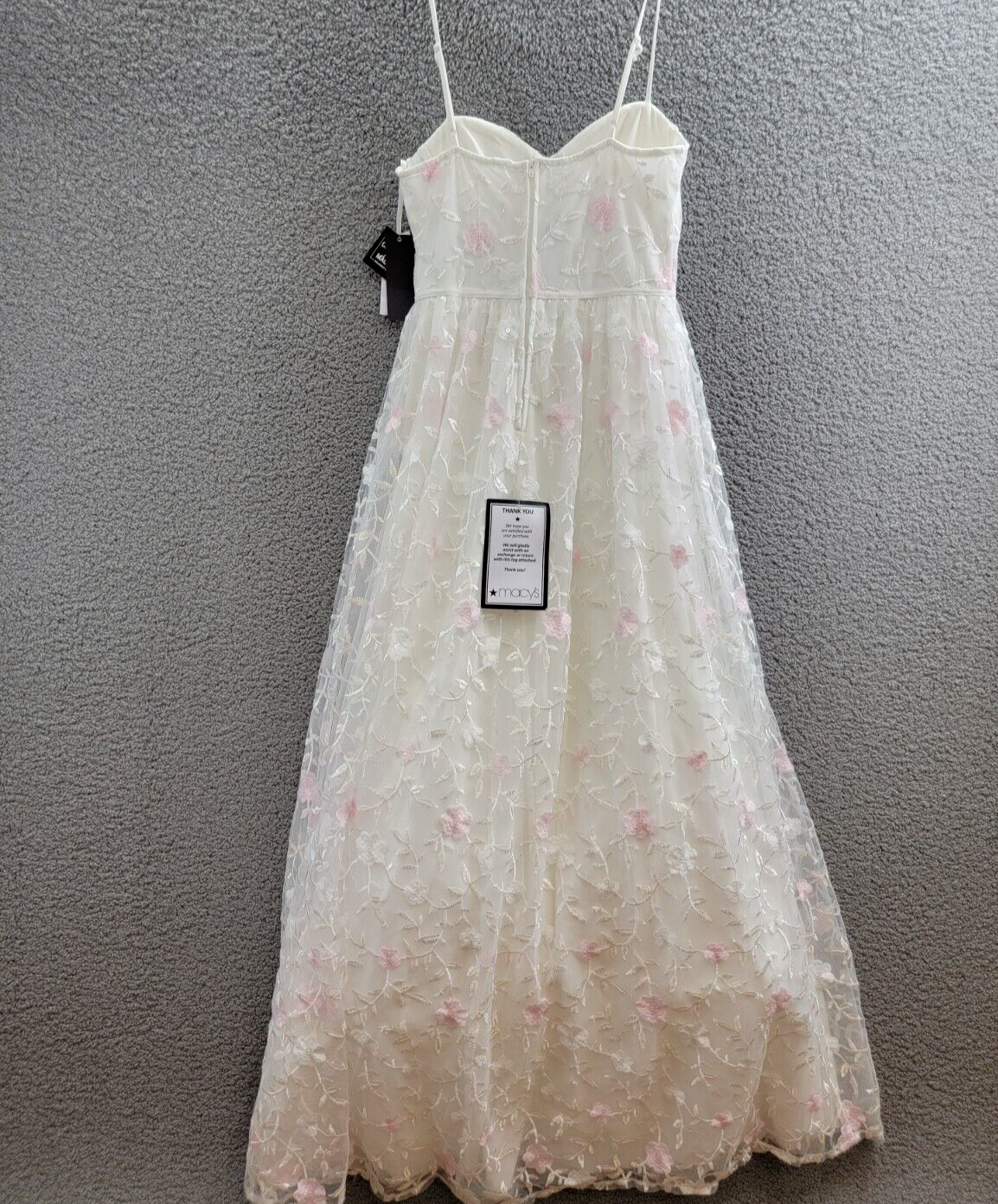 City Studio Floral Embroidered Tulle Bustier Gown Juniors 3/4 Ivory Multi Zipped - Picture 9 of 15