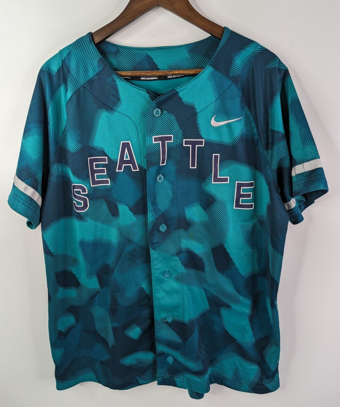 Nike Seattle Mariners Jersey Genuine Aqua Camo Dri Fit Baseball MLB Mens  Medium | eBay