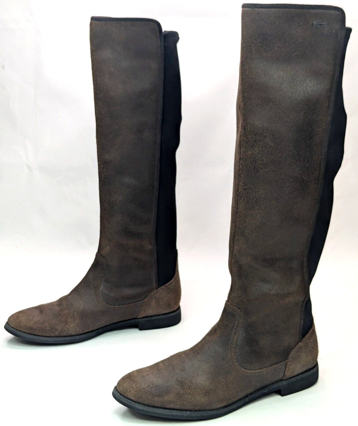 LACOSTE Rosemont 5 CLW Leather Riding Boot Sz 7.5 Elastic Calf 17 Tall eBay