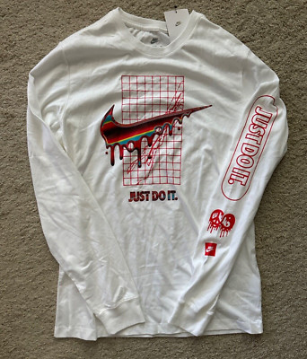 New NIKE Heatwave Drip Logo Long Sleeve Shirt - Size M  - White Red Air Max NWT