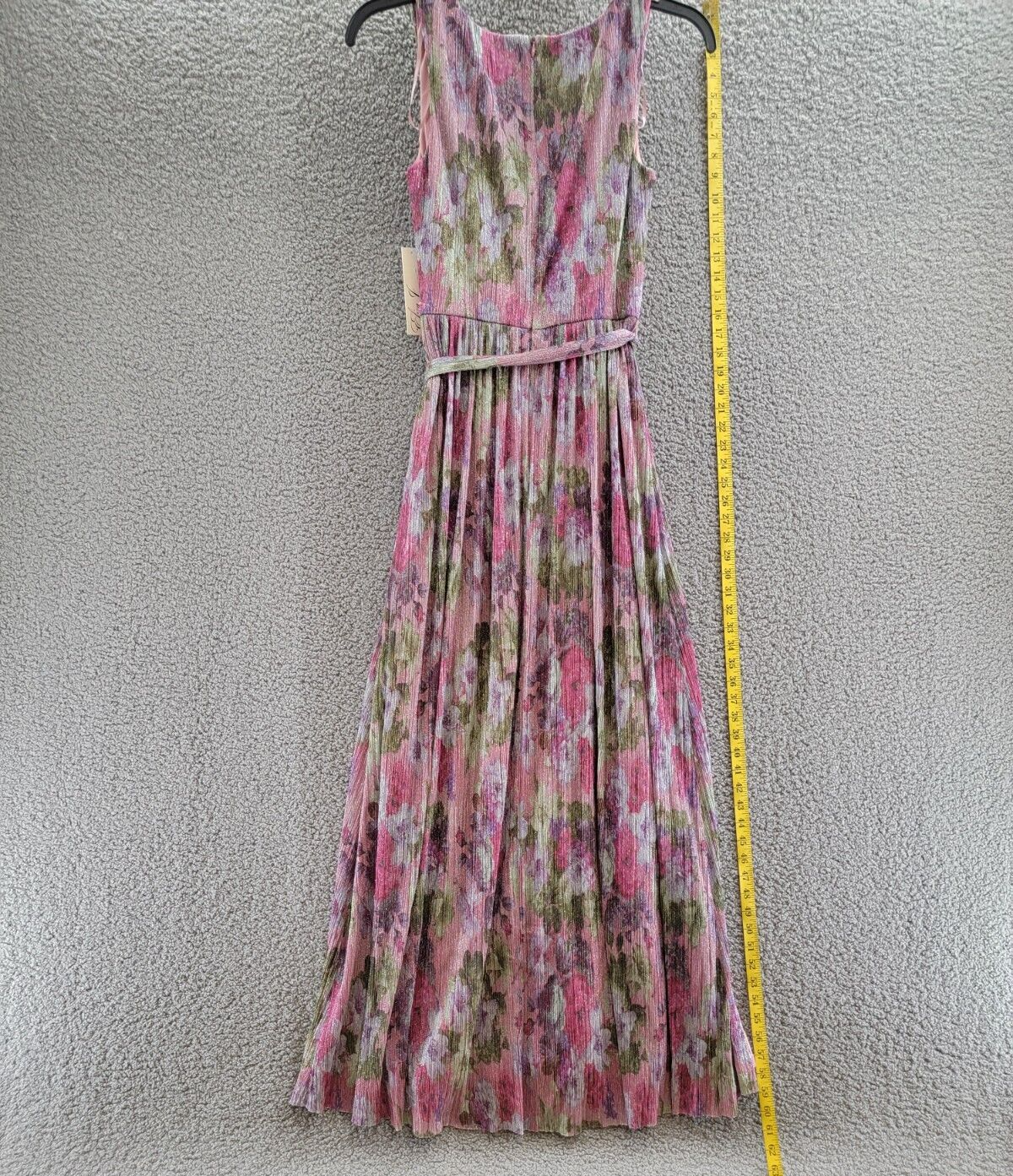 Eliza J Shimmer Belted Maxi Dress Women's 8 Pink Multi Sleeveless Zip Closure - Picture 12 of 16