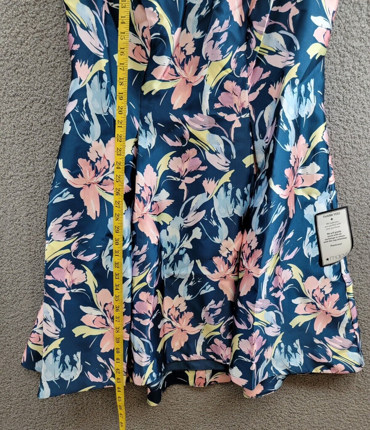 Adrianna Papell Plus Mikado High Low Fit & Flare Dress Womens 18W Multi Back Zip - Picture 7 of 16
