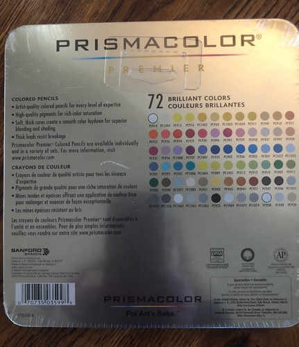 Prismacolor Premier Colored Pencils 72-Count Smooth, Rich Color Laydown Sealed