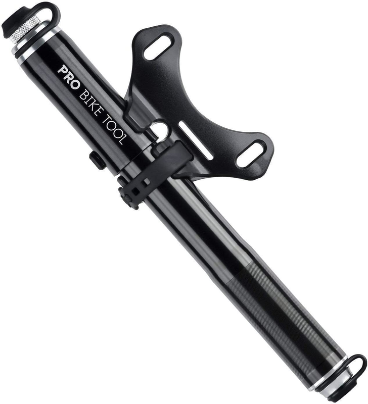 Mini Bike Pump with Gauge + Bike Water Bottle Holder Bundle - for Road and Mount