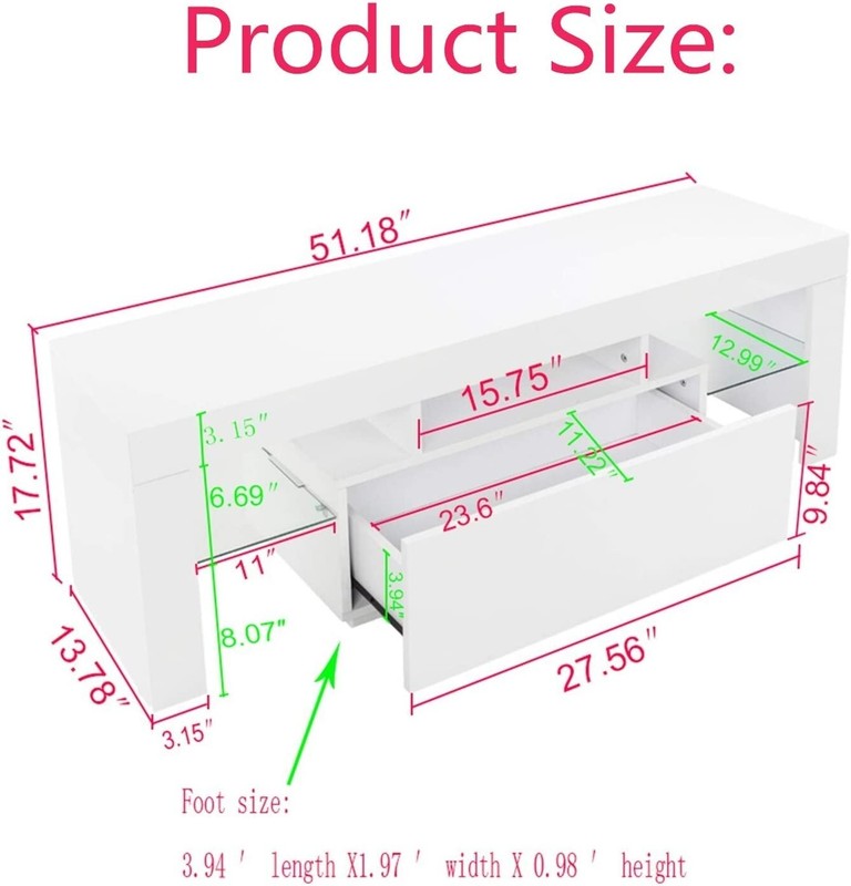 Modern High Gloss LED TV Stand Cabinet Entertainment Center Media Console Table