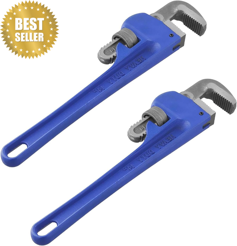 2 Pack Straight Pipe Wrenches, for Plumbers, Mechanics, Diy Enthusiasts, Ideal f
