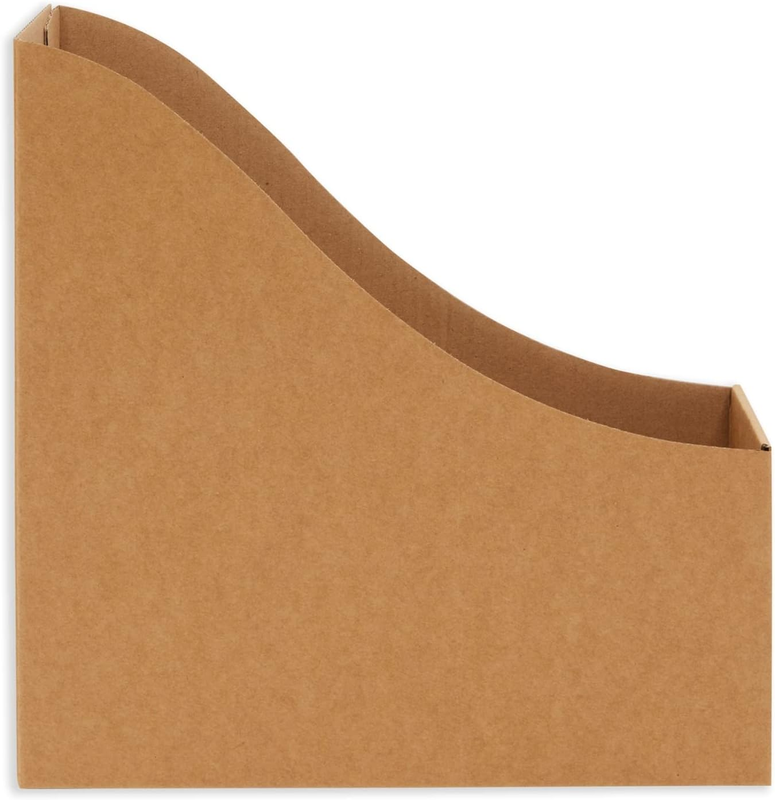 8-Pack Kraft Paper Material Cardboard Magazine File Holder Boxes with Labels - D