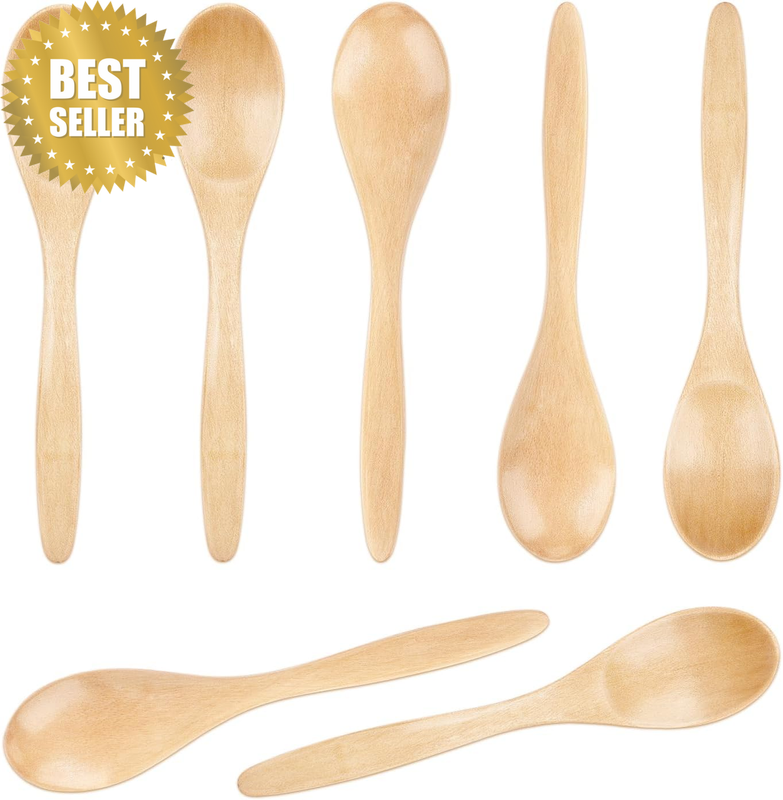7Pcs Small Wooden Spoons, 5.7 Inch, Wood Material, Kitchen Essentials