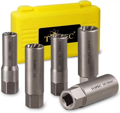 TOPEC 5-Piece Spiral Type Deep Extractor Set, Spark Plug Easy-Out Set, for Remov