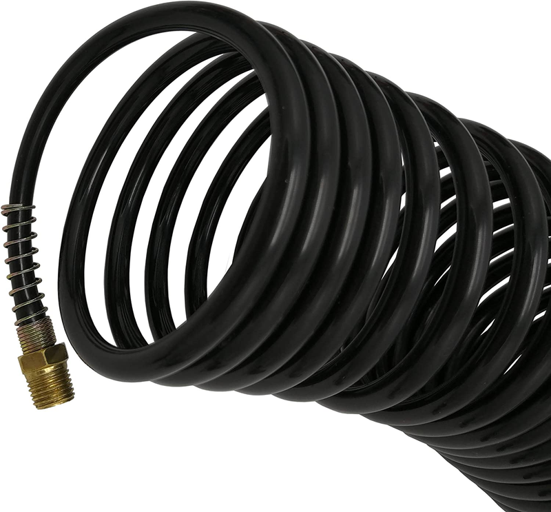 OD 1/4 Inch Coiled Air Hose Polyurethane Air Compressor Coil Hose 1/4NPT Thread