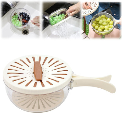 Multifunctional Fruit Washing Bowl,2 in 1 Drainer and Strainer,Foldable Handle D