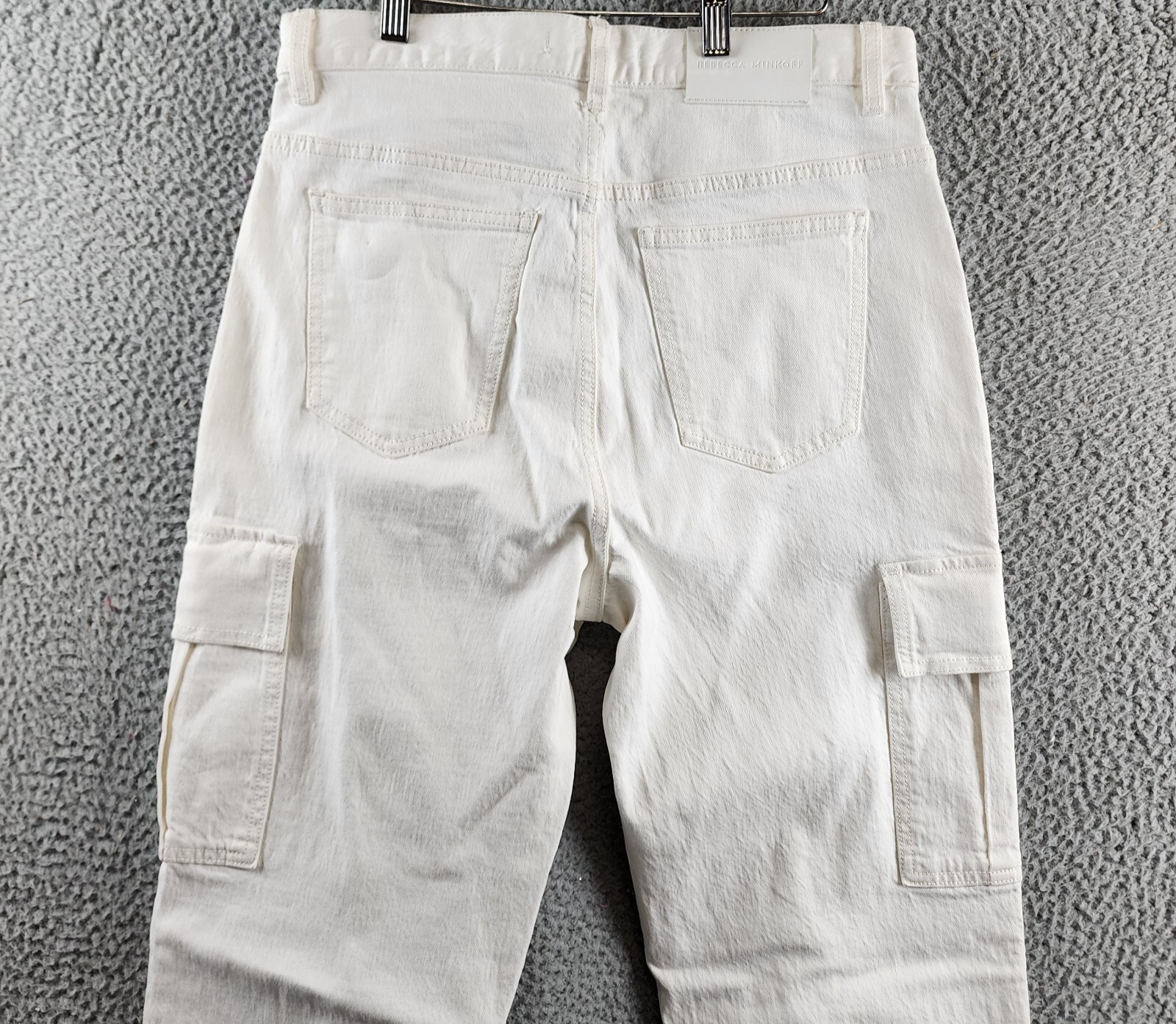 Rebecca Minkoff Cargo Pants Women's 27 Alabaster High Rise Zip/Button Closure - Picture 15 of 16