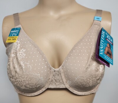 NWT Womens Bra UW Vanity Fair 76080 Minimizer Beauty Back Full Figure