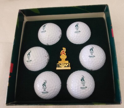1996 ATLANTA OLYMPIC GAMES TOP FLITE GOLF BALL SET & COLLECTIBLE TORCH LAPEL PIN