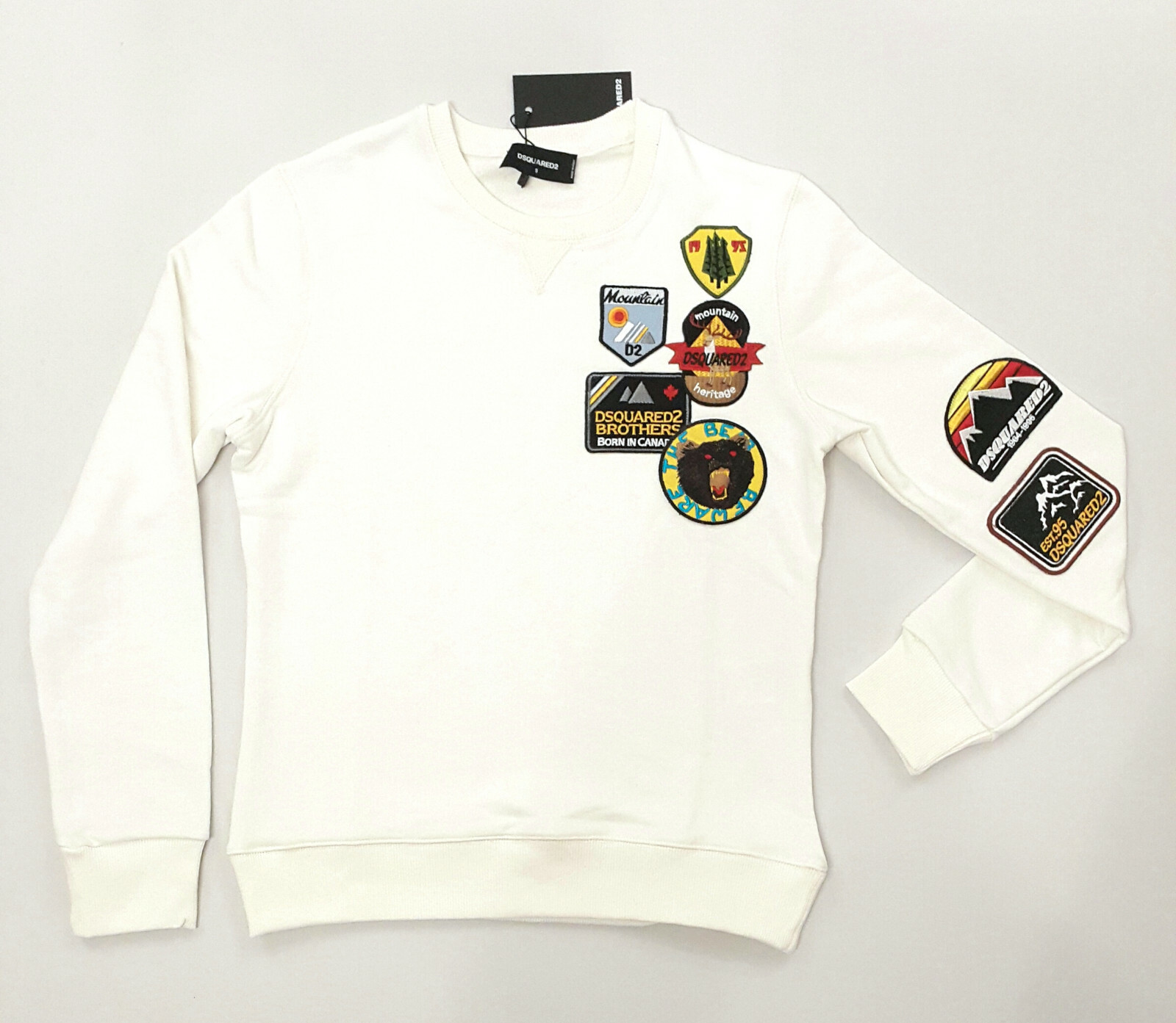 Dsquared2 Herren Sweatshirt mit Kontrastapplikationen aus Baumwolle Weiß, S