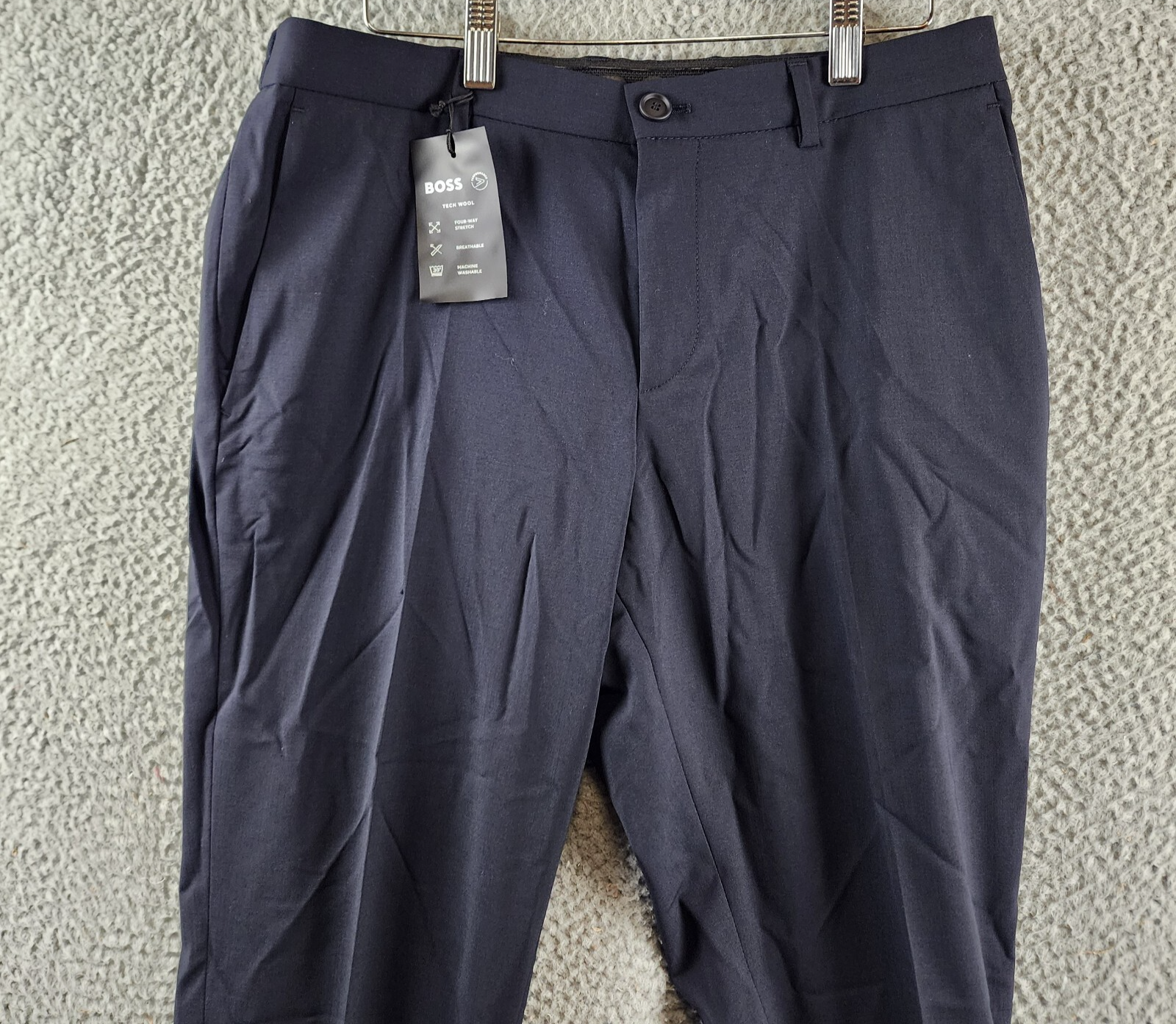 BOSS P-Genius CW-WG-243 Pants Men's 32R Dark Blue Virgin Wool Blend Mid Rise - Picture 4 of 17