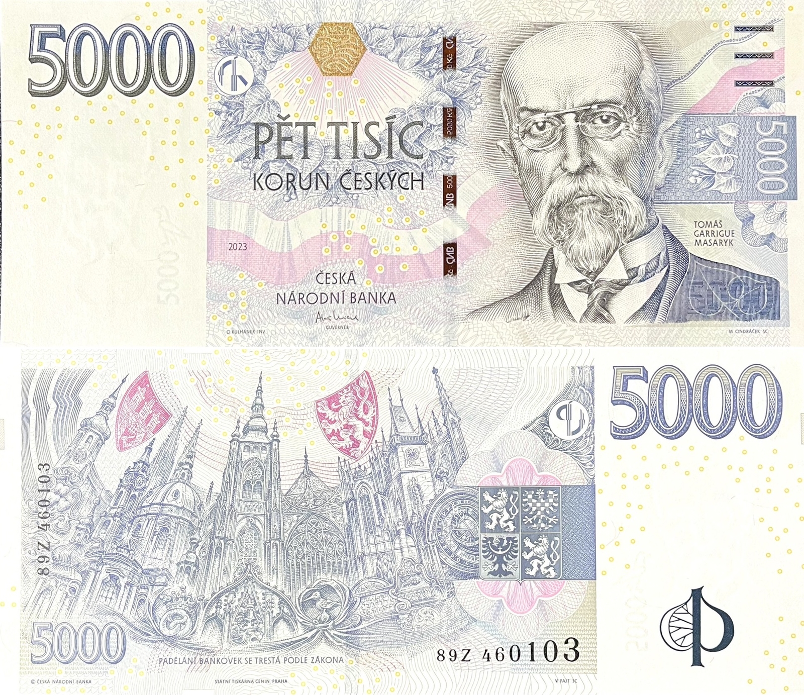 Czech Republic 5000 Korun 2023 P 27 UNC Printer STC-P Prague