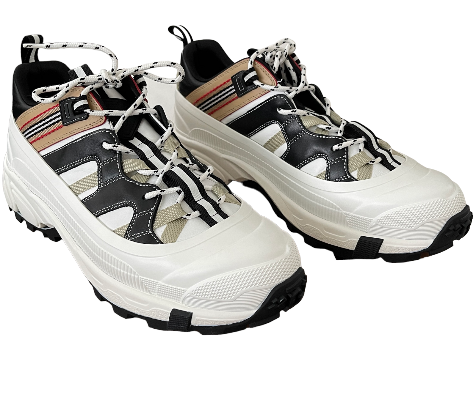 Pre-owned Burberry Arthur M Story White Icon Stripe Mens Sneaker Shoes, 41/43, 8048548