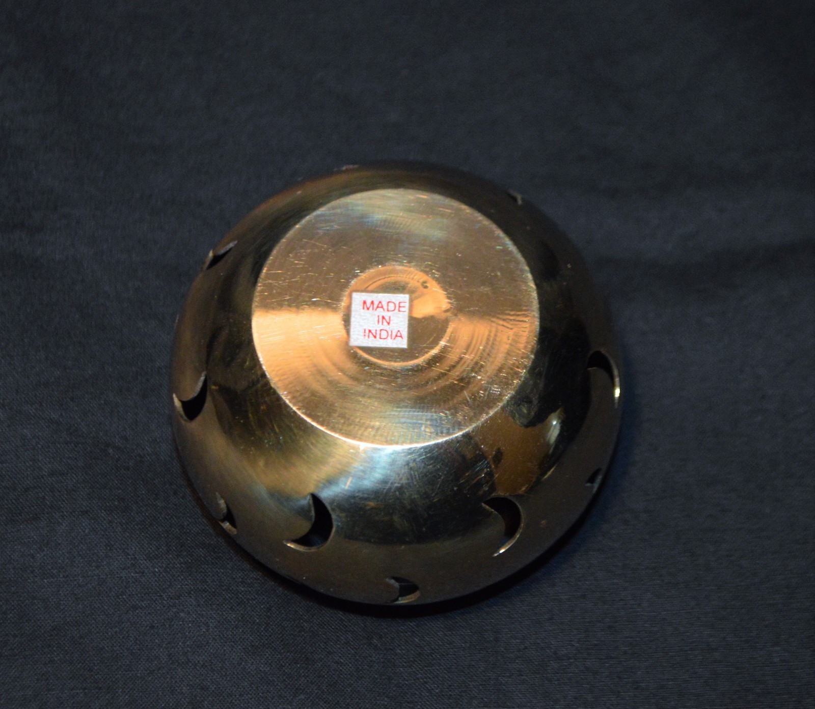 Old Stock Small Brass Round with Moons Votive Candle Tea Light Holder