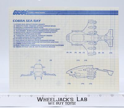 Cobra Sea Ray 1987 ORIGINAL Instructions / Blueprints G.I. Joe Action Figure