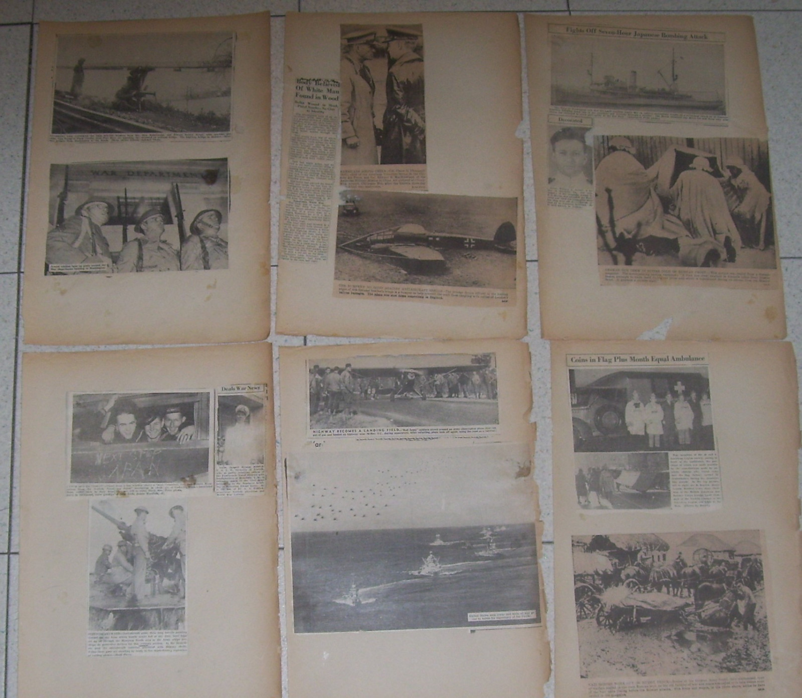 WWII Vintage Scrapbook Pages Newspaper Ephemera WW2 Roanoke VA 1941 to 1945