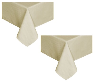 Tektrum 2 Pack 60''X102'' Rectangular Waffle Tablecloth-Waterproof -Beige