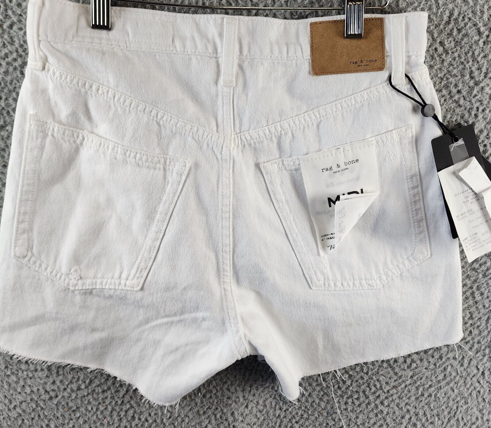Rag & Bone MIDI Hight Rise Raw Hem Cutoff Shorts Women's 26 White Button Zip - Picture 11 of 17