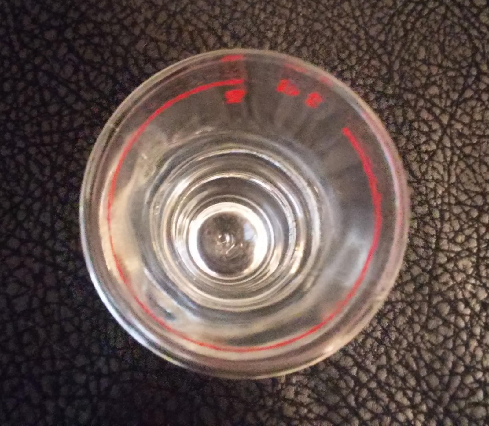 Shot Glass with Red Line 2 cl w/ Flower Symbol 2 11/16