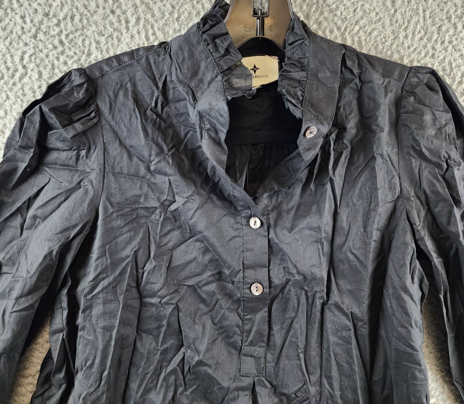 Tuckernuck The Teagan Popover Top Women's XS Black Rounded Hem Button Closure - Picture 4 of 13