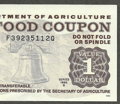 FOOD STAMP COUPON UNC 1995 B $1.00 F39235112Q  M/C I USDA NOTE