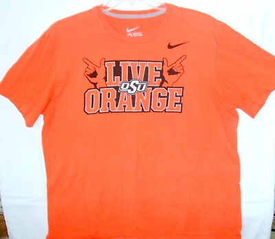 Nike OSU University T Shirt Live Orange Sz XL regular fit 100% cottom (READ)