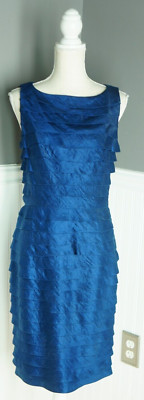 Adrianna Papell Women's Sleeveless Tiered Special Occasion Dress Size 8 Blue