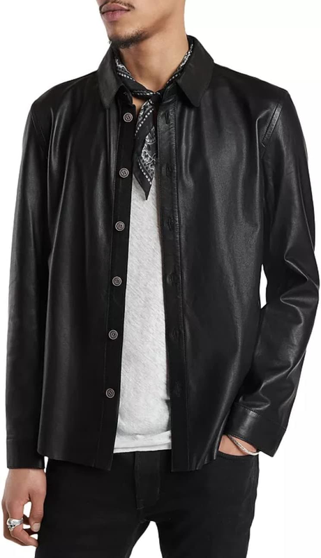 John Varvatos mens Travis Leather Shirt Jacket