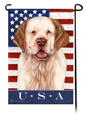 Clumber Spaniel True Blue Patriotic Flag