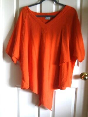 Oh My Gauze cotton gauze top. OMG size 3. Orange. Lagenlook.