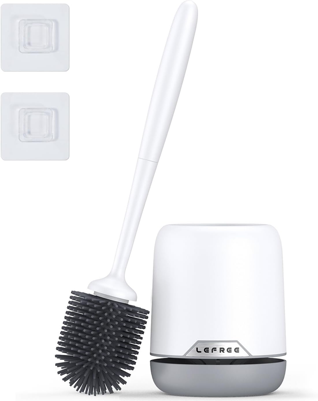 Silicone Toilet Brush and Holder 1 Pack, Toilet Bowl Cleaner Brush Set with Quic