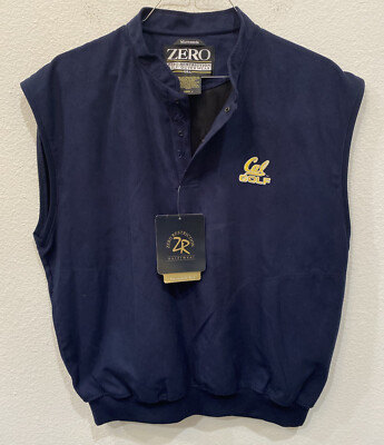Zero Restriction Mens NWT Classic Microsuede Golf Vest Navy Cal Bears Golf Sz L