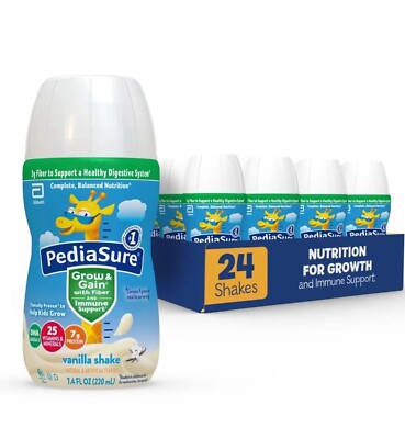 24  PediaSure Grow & Gain with Fiber Vanilla Shakes 7.4 fl oz *Exp Date 8/24