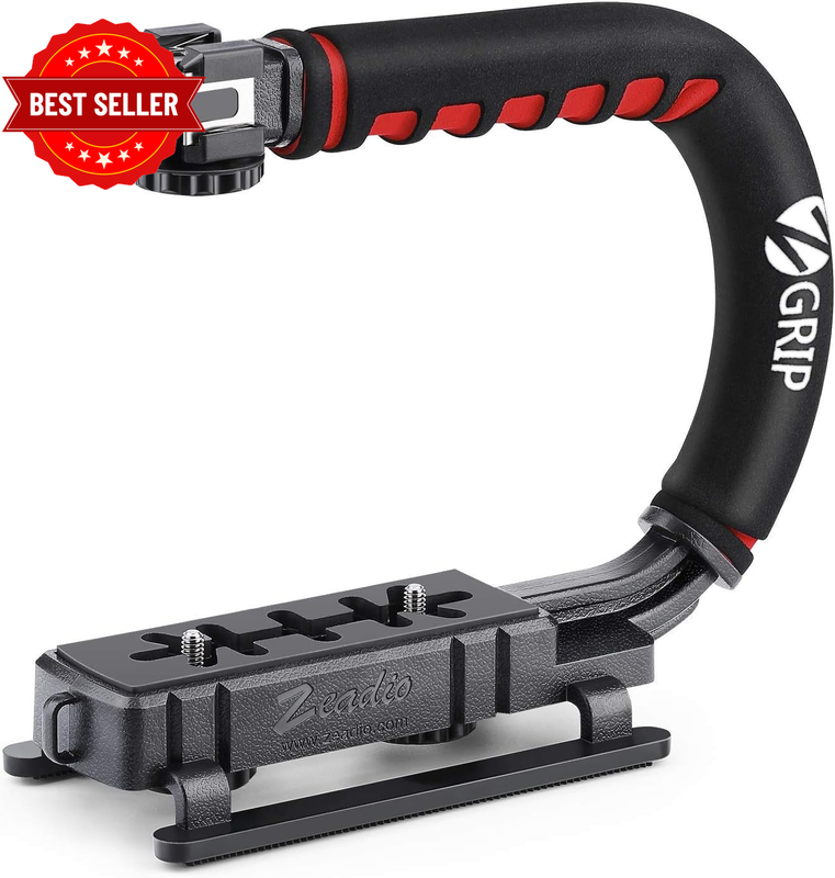 Video Action Stabilizing Handle Grip Handheld Stabilizer with Cold-Shoe Mount fo