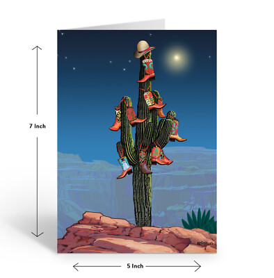 Saguaro & Boots Christmas Card - Western Christmas Cards - 40033