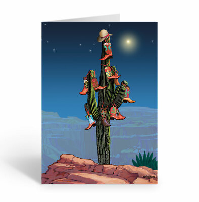 Saguaro & Boots Christmas Card - Western Christmas Cards - 40033