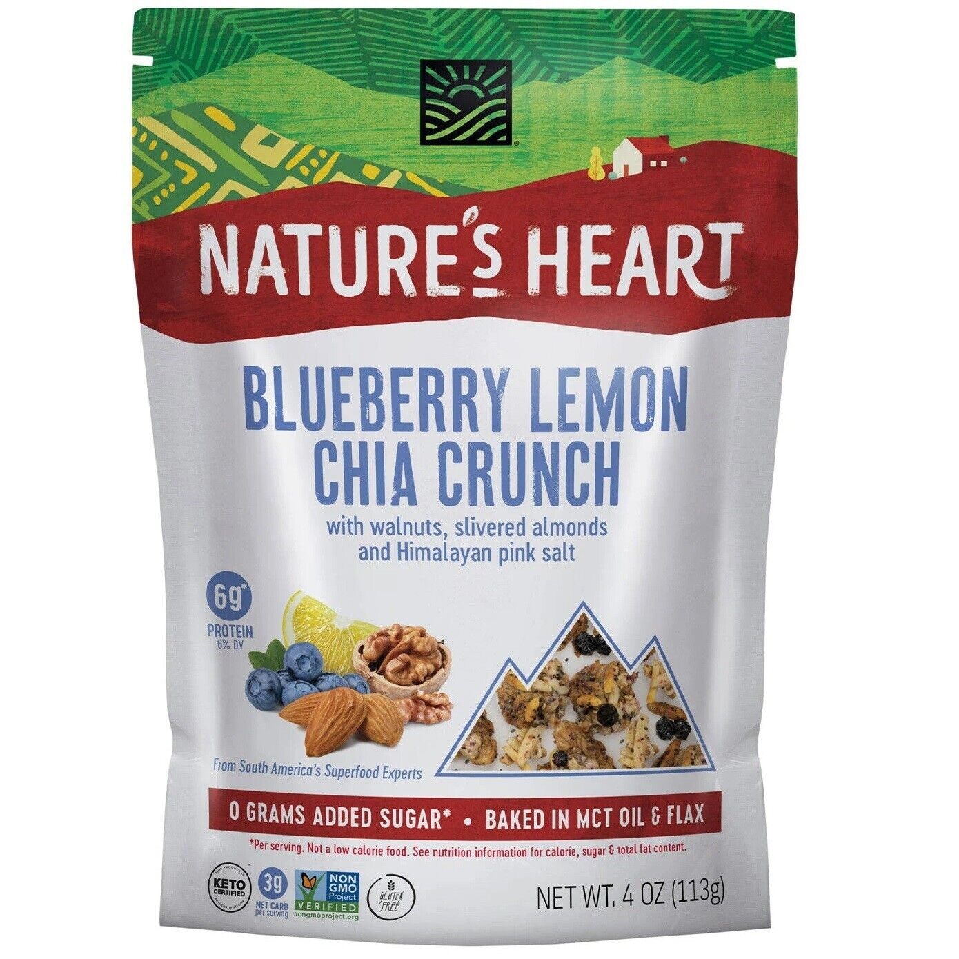 Nature's Heart Blueberry Lemon Chia Crunch 4 Oz. (1 Bag) BSB D...
