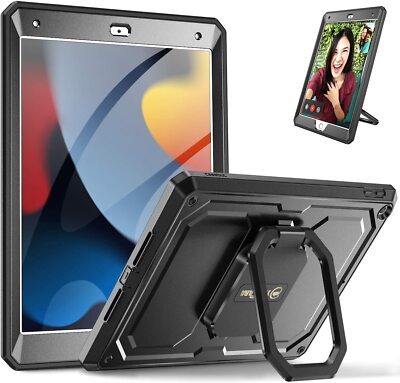 For iPad 10.2'' 9th Generation 2021 Rotating Case Cover Built-in Screen Protector