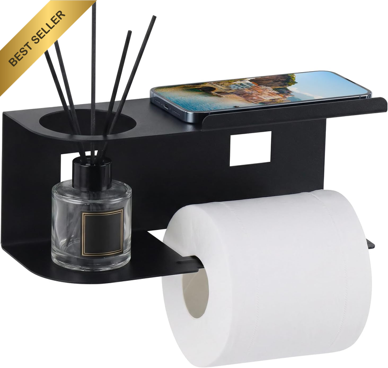 Wall-Mounted Toilet Paper Holder with Shelf Stainless Steel Toilet Roll and Tiss
