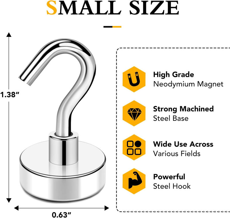 Magnetic Hooks Heavy Duty, 28Lbs 25Pcs Super Strong Magnet Hooks for Hanging, Ne