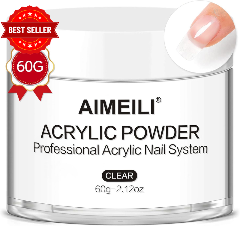 Acrylic Nail Powder 60G Transparent Acrylic Powder for Acrylic Nail Art 3D Nail