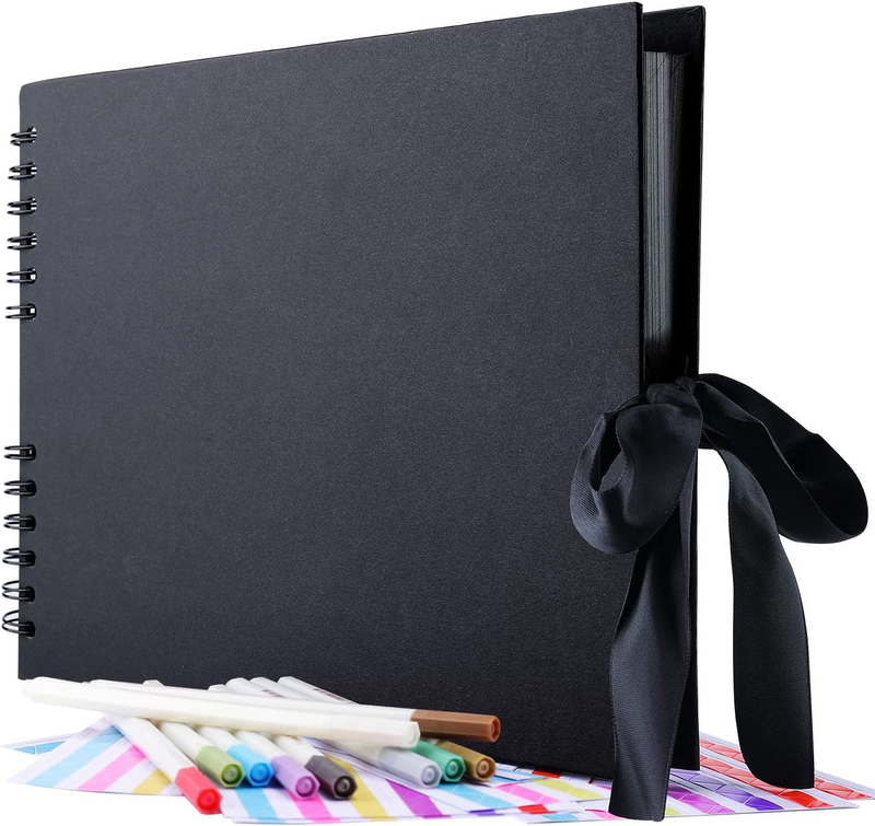 80 Pages Scrapbook Album with 10 Metallic Markers,Craft Pape