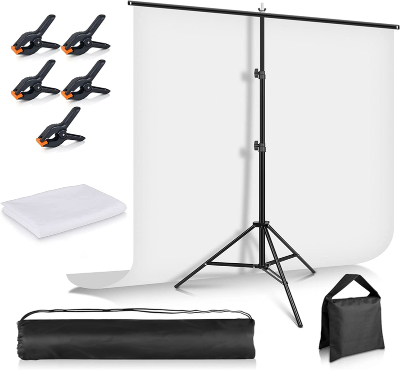 White Screen Backdrop with Stand 5X6.5Ft, Photography Backdrop Stand with Chroma