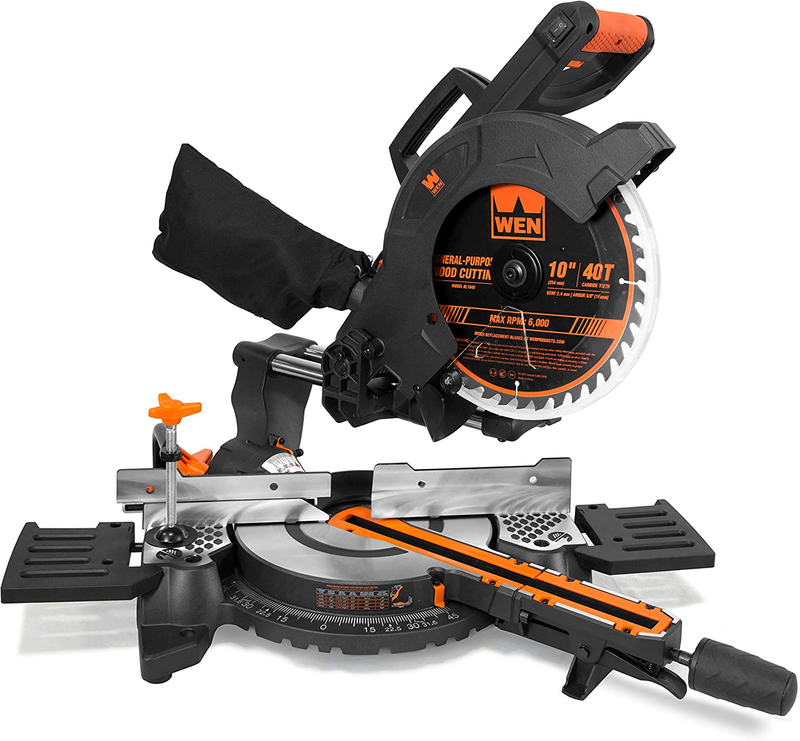 15-Amp 10-Inch Single Bevel Compact Sliding Compound Miter Saw with Laser Black